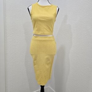 SHEIN 2-piece CoOrd Yellow Top And Skirt Size 4
